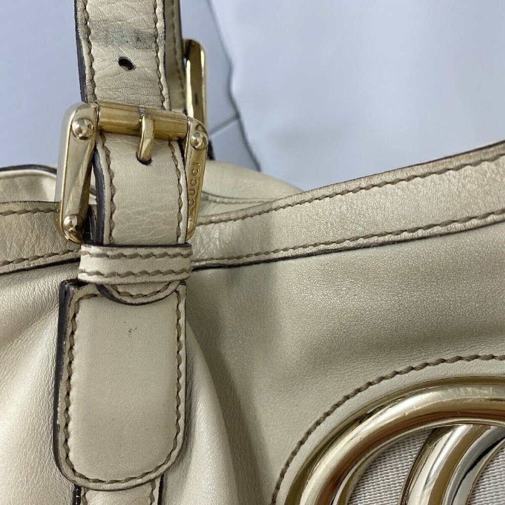 Gucci Cream Leather Britt Interlocking GG Large Shoulder Tote Bag - Picture 6 of 10